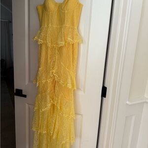 MAJORELLE Yellow Lace Dress